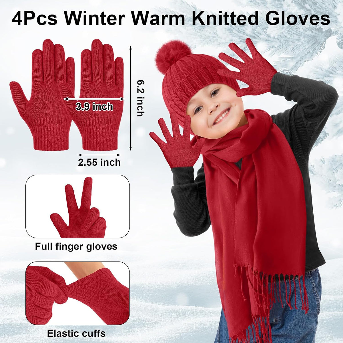 JaGely 18/12 Pcs Kids Hat Gloves Scarf Winter Set
