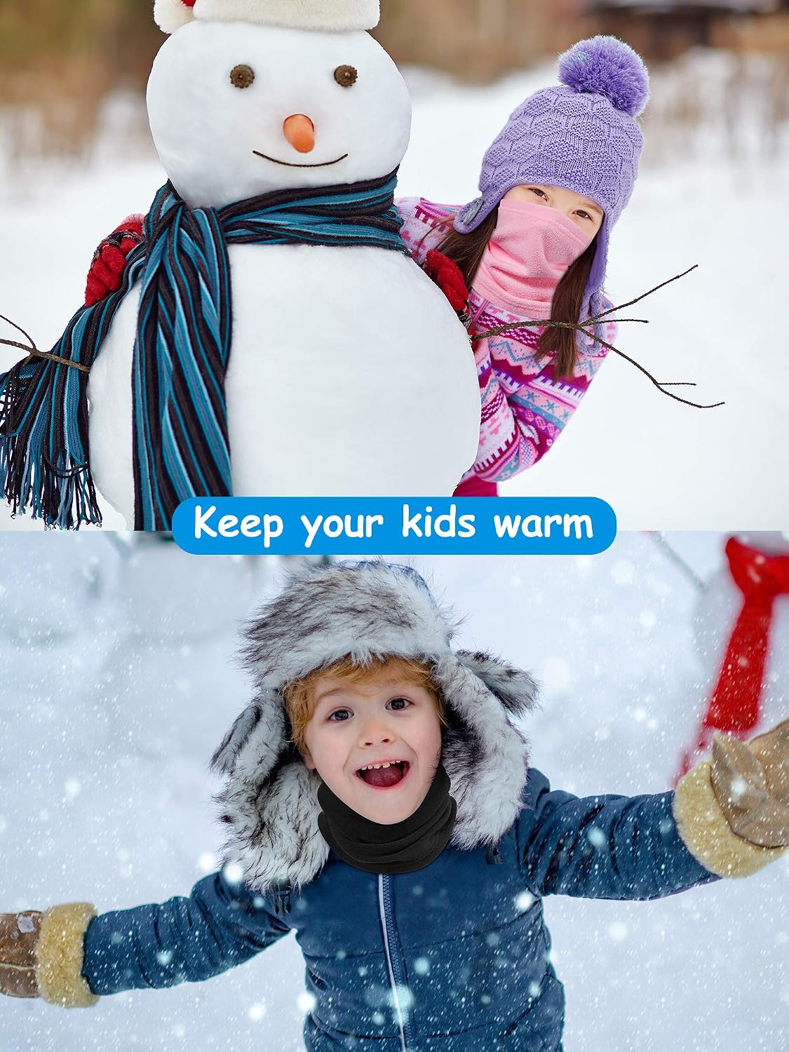 Syhood 9 Pcs Kids Neck Warmer Fleece Neck Gaiter Winter