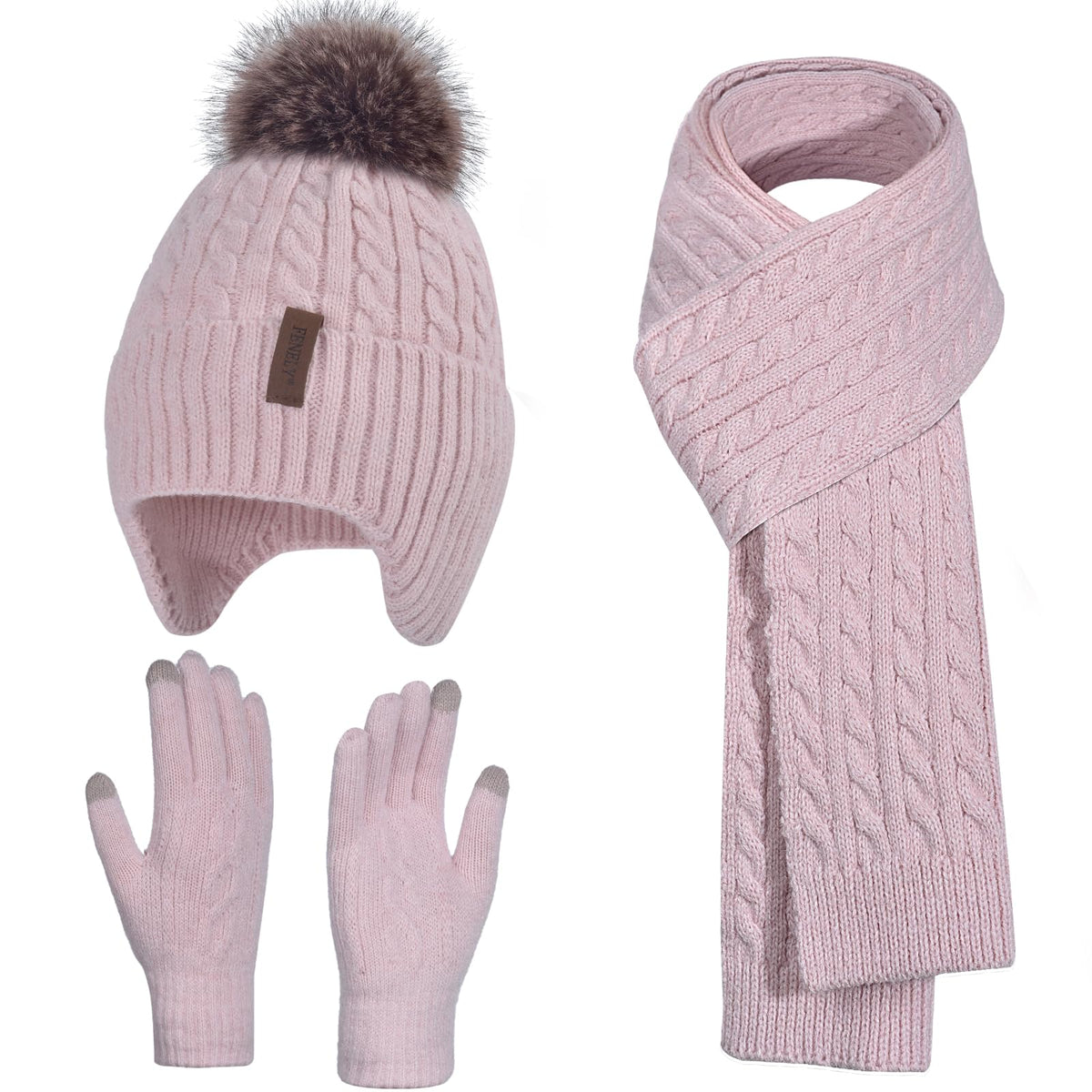 Kids Winter Hat Gloves Scarf Set for 2-14 Years Old Warm Fleece Lining