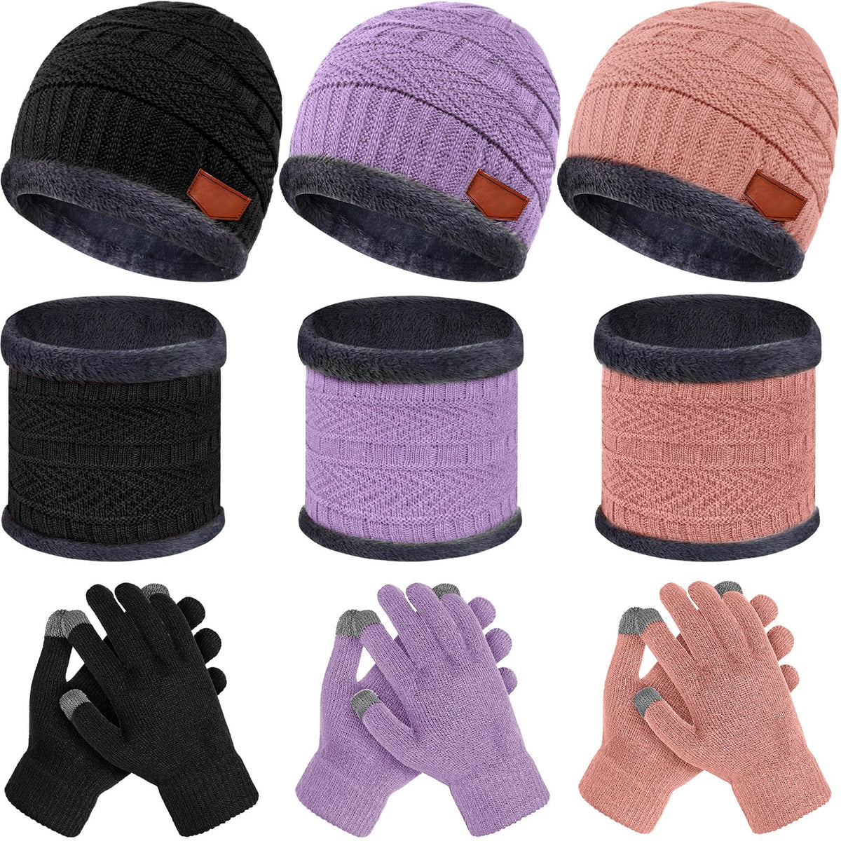 JaGely 9 Pcs Kids Hat Glove Scarf Sets