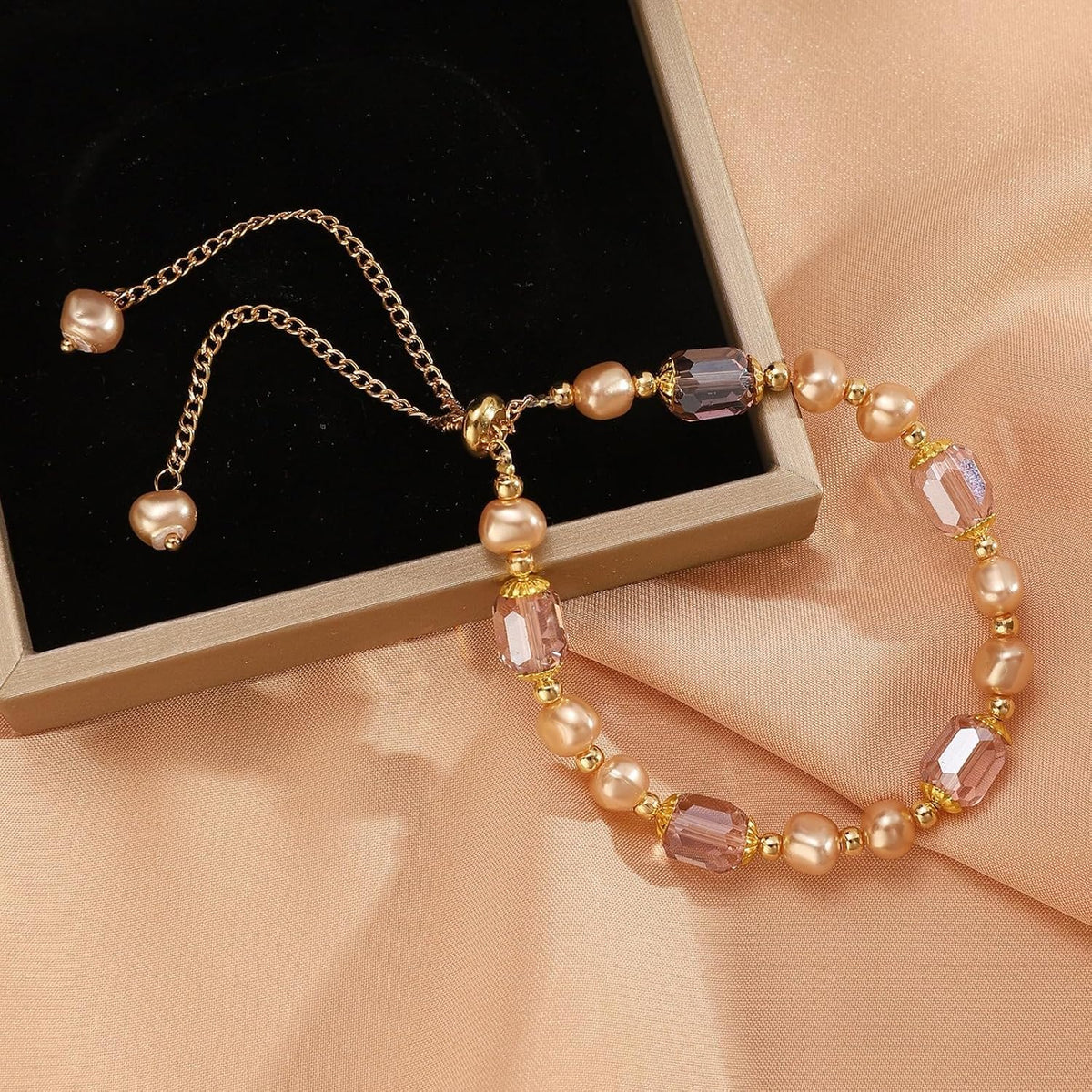 Generic Silver Bracelet for Women, Adjustable Layered Charm Chain, Dainty Fashion Jewelry Gift