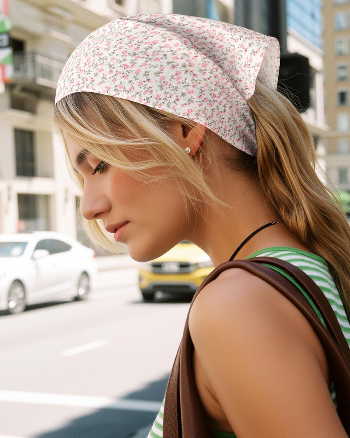 Molans Cotton Floral Hair Scarf, 2PCS Triangle Head Bandanas for Women Girl