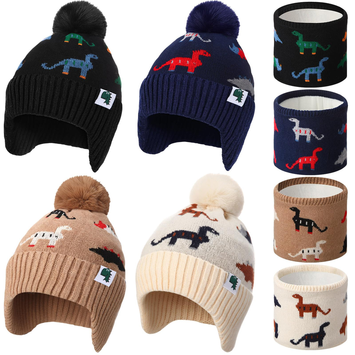 4 Sets Kids Winter Hat and Scarf Set