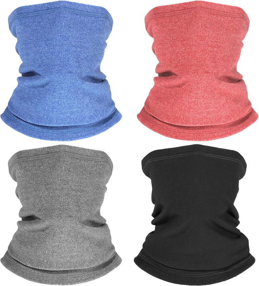 Syhood 4 Pieces Kids Neck Warmer Gaiter Winter Protective Face Covering Scarf for Skiing Hiking Cycling Outdoor Sports