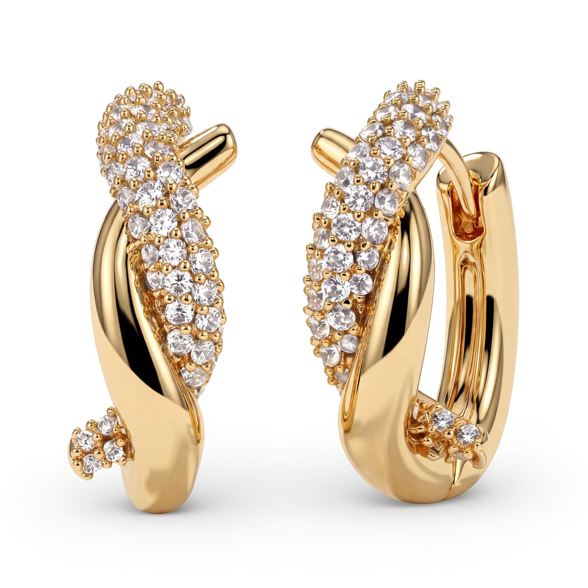 VACRONA Cubic Zirconia Huggie Earrings 14k Gold Plated Tiny Earrings Small Huggie Hoop Earrings Simple Lightweight Hoops Gift for Women