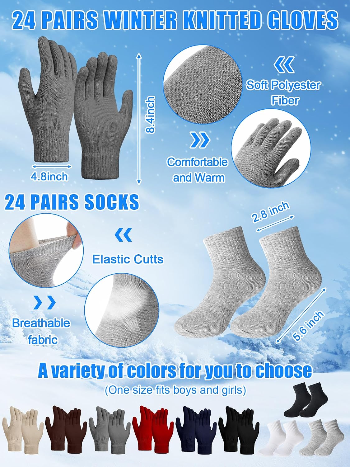 Kids Winter Hat Glove Scarf Sock Sets Winter Warm Gifts