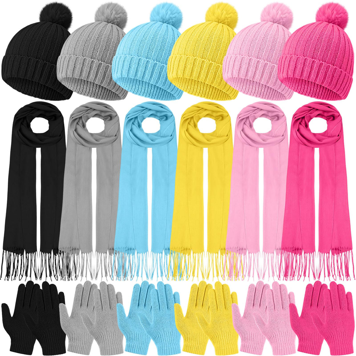 JaGely 18/12 Pcs Kids Hat Gloves Scarf Winter Set
