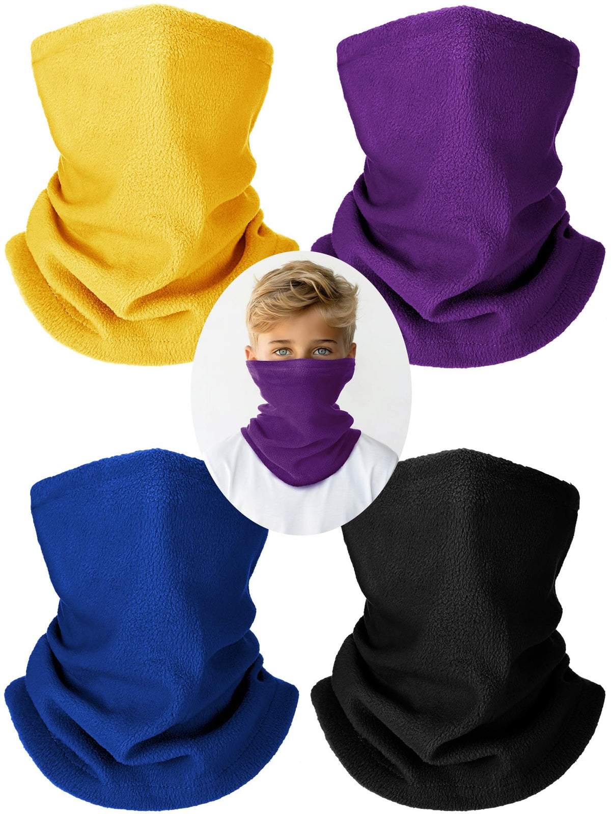 Geyoga 4 Pcs Kids Neck Warmer, Toddler Neck Gaiter Scarf