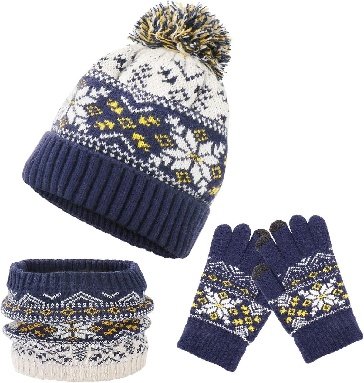 Boys Girls Winter Hat Gloves Scarf Set for 5-10 Years Old, Christmas Gifts for Kids Children's Beanie, Soft Knit Neck Warmer