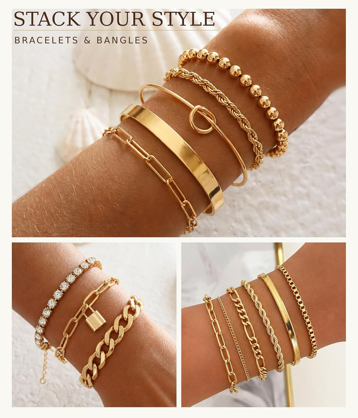 73 Pcs Gold Jewelry Set for Women, Necklaces Bracelets Rings Earrings Set