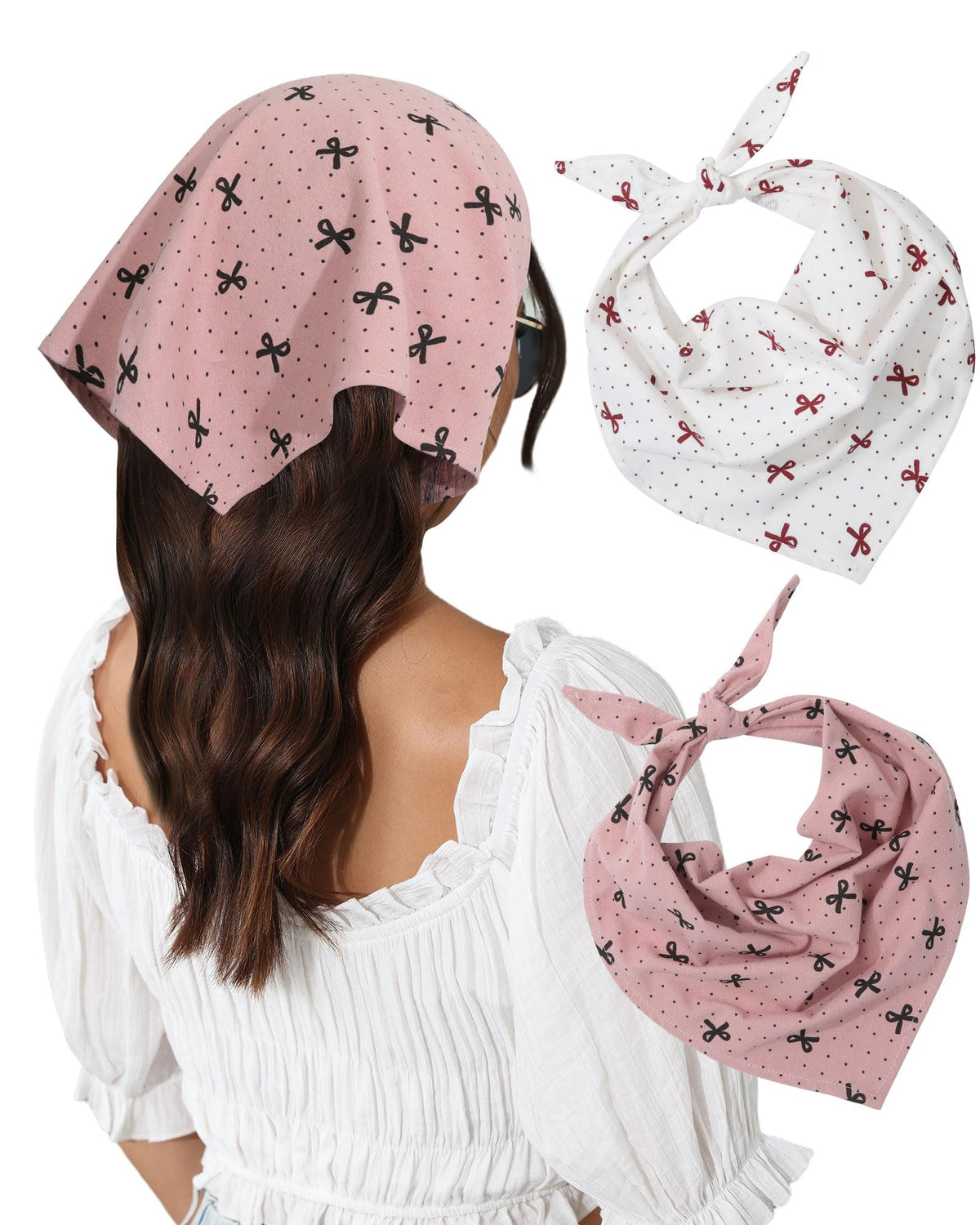 Molans Cotton Floral Hair Scarf, 2PCS Triangle Head Bandanas for Women Girl