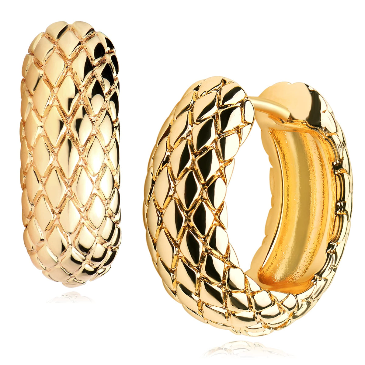 VACRONA Cubic Zirconia Huggie Earrings 14k Gold Plated Tiny Earrings Small Huggie Hoop Earrings Simple Lightweight Hoops Gift for Women