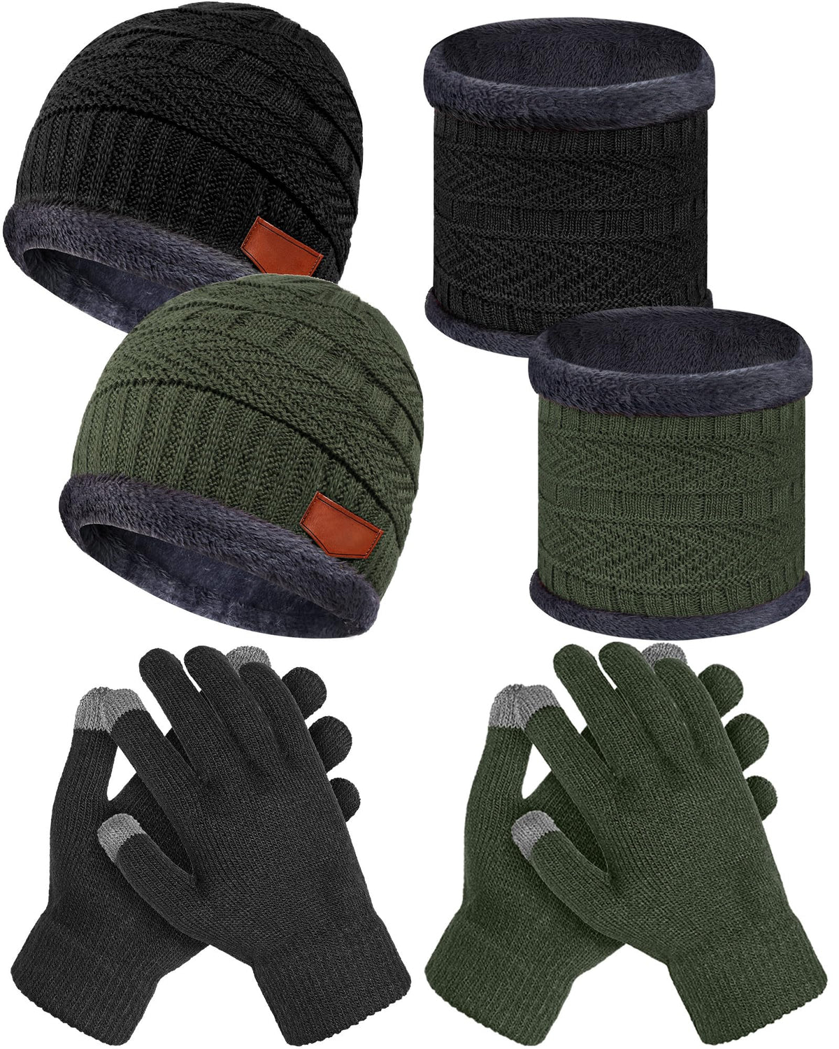 JenPen 6 Pcs Kids Winter Hat Scarf Touchscreen Gloves