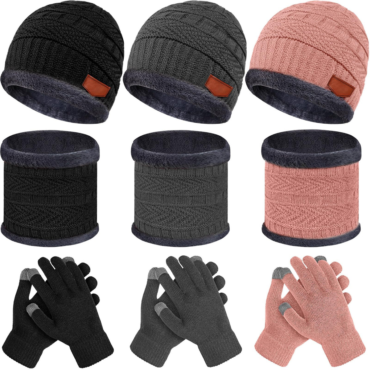 JaGely 9 Pcs Kids Hat Glove Scarf Sets