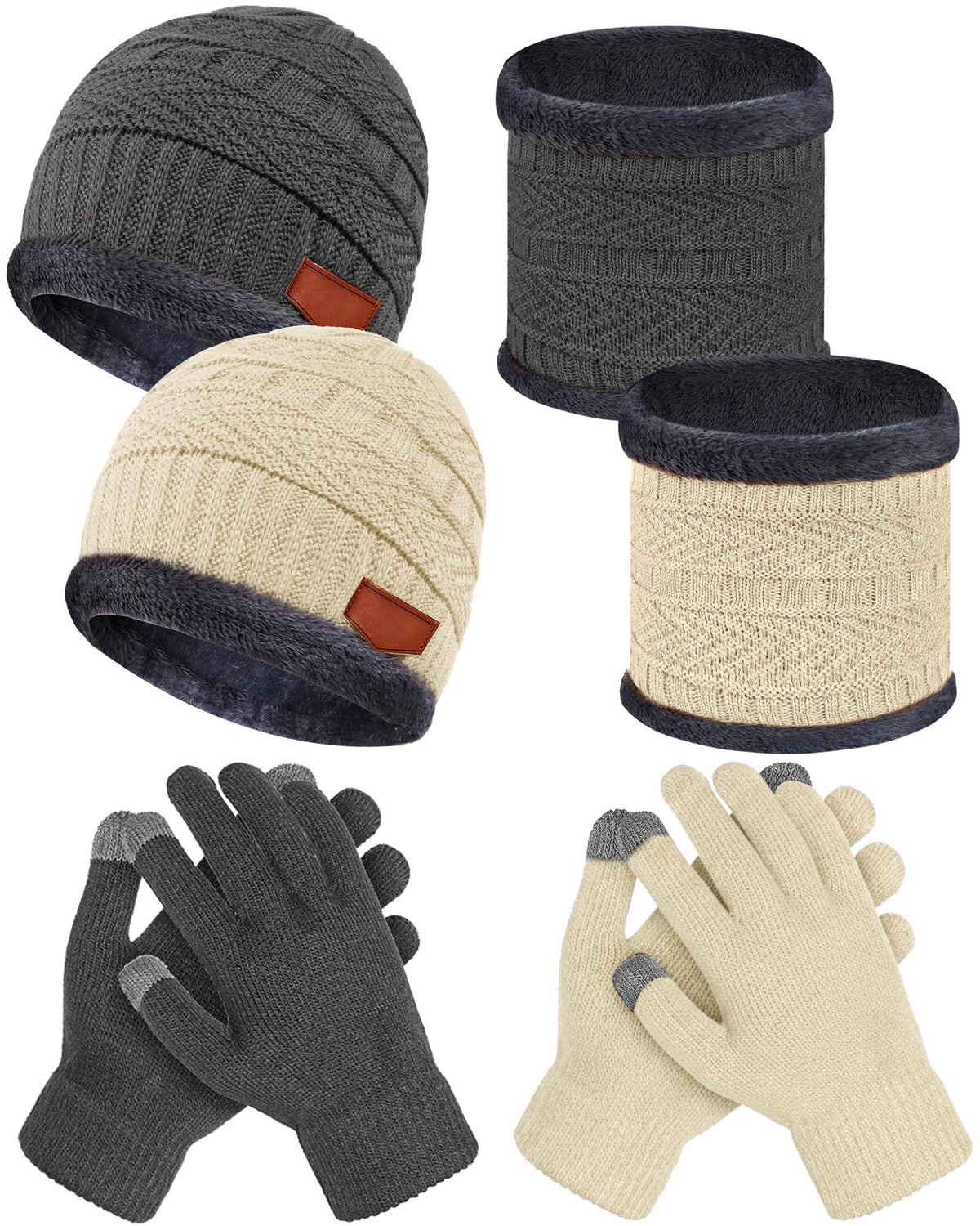 JenPen 6 Pcs Kids Winter Hat Scarf Touchscreen Gloves