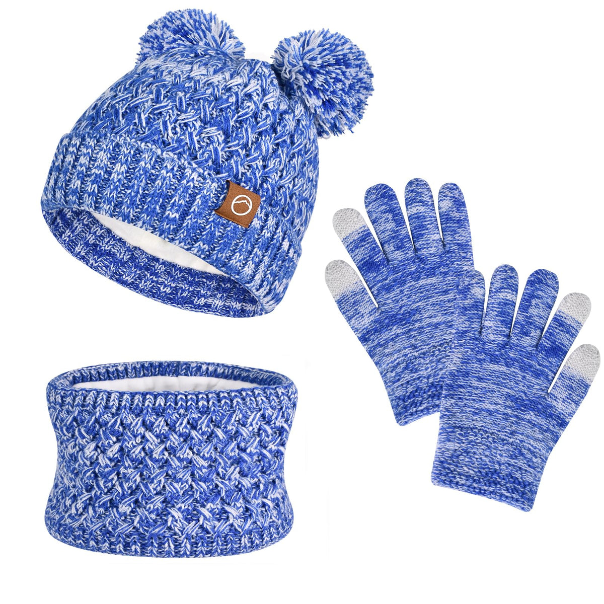 Kids Winter Hat Gloves Scarf Set,Toddler Girls Beanie Hats with Pom
