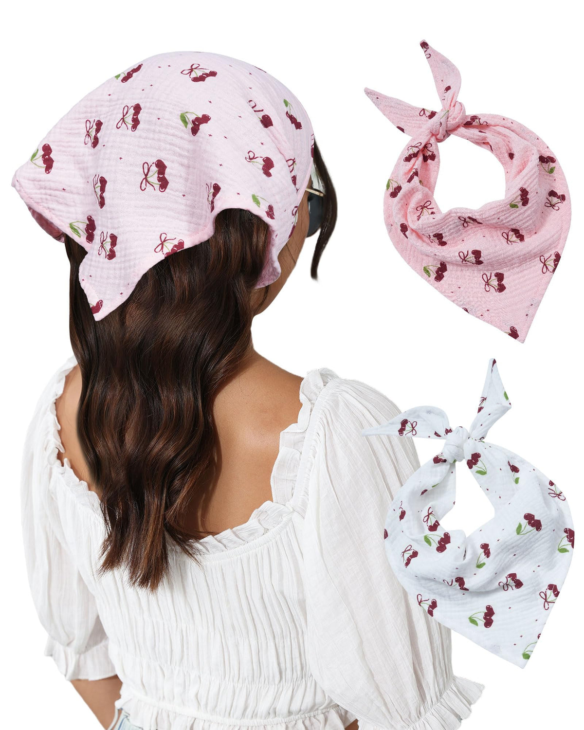 Molans Cotton Floral Hair Scarf, 2PCS Triangle Head Bandanas for Women Girl