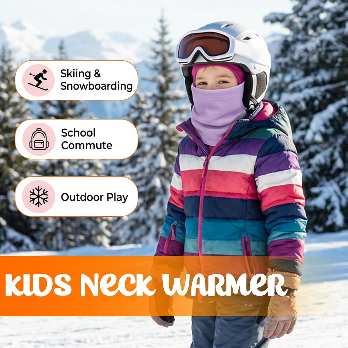 2 Pack Kids Neck Warmer Gaiter Winter Fleece Face Neck Cover