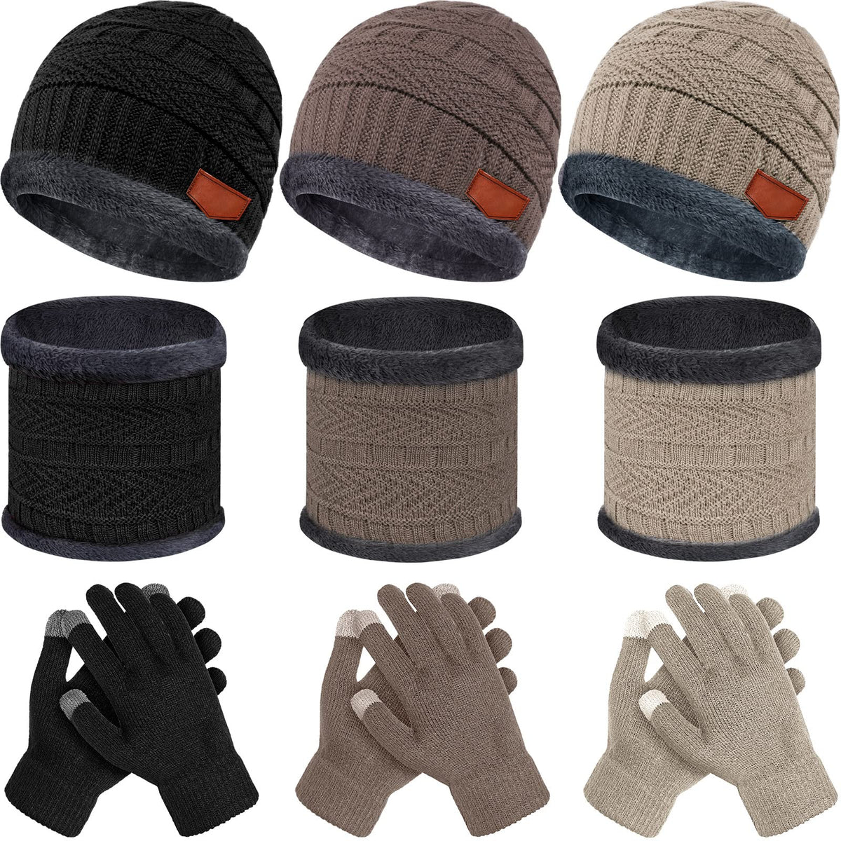 JaGely 9 Pcs Kids Hat Glove Scarf Sets