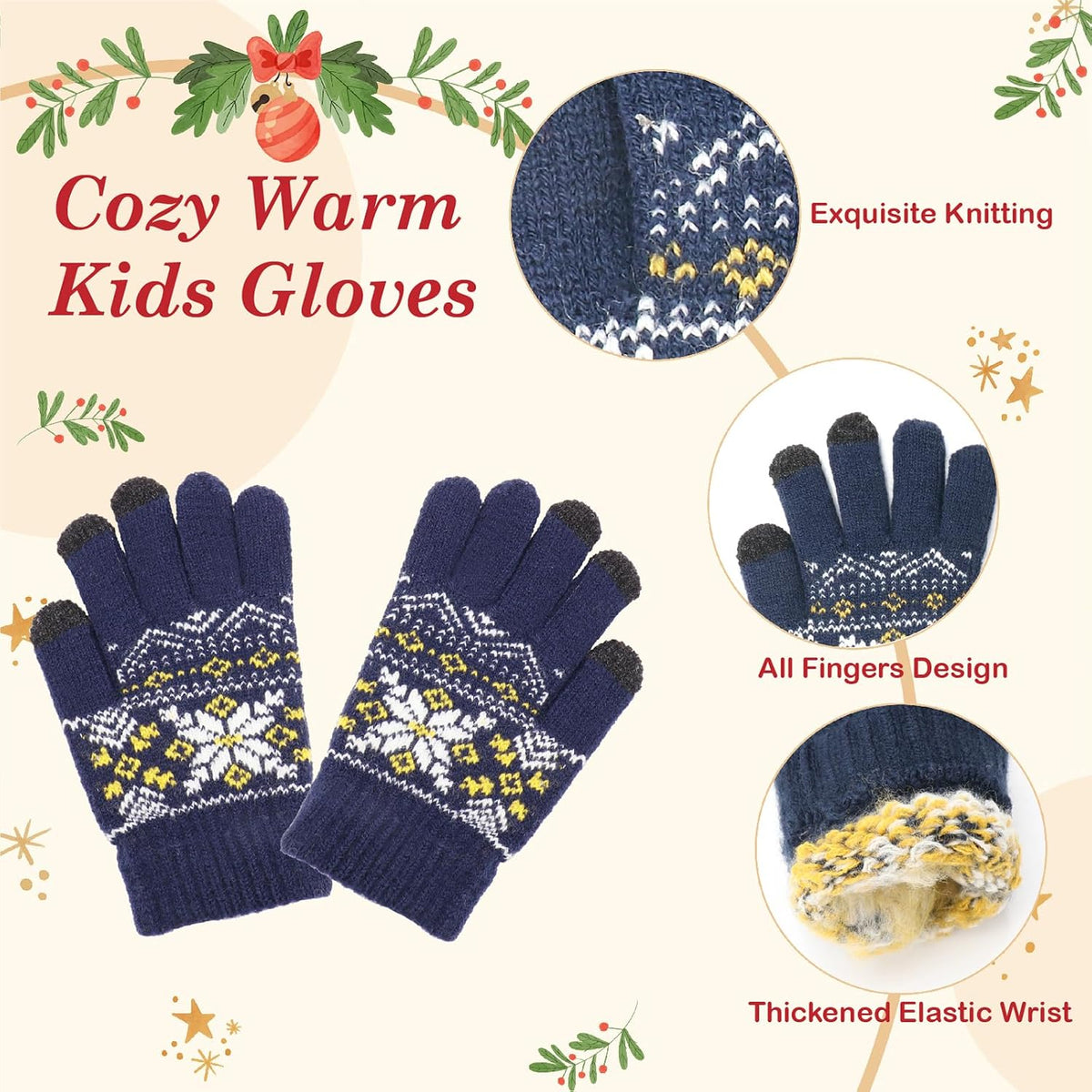 Boys Girls Winter Hat Gloves Scarf Set for 5-10 Years Old, Christmas Gifts for Kids Children's Beanie, Soft Knit Neck Warmer