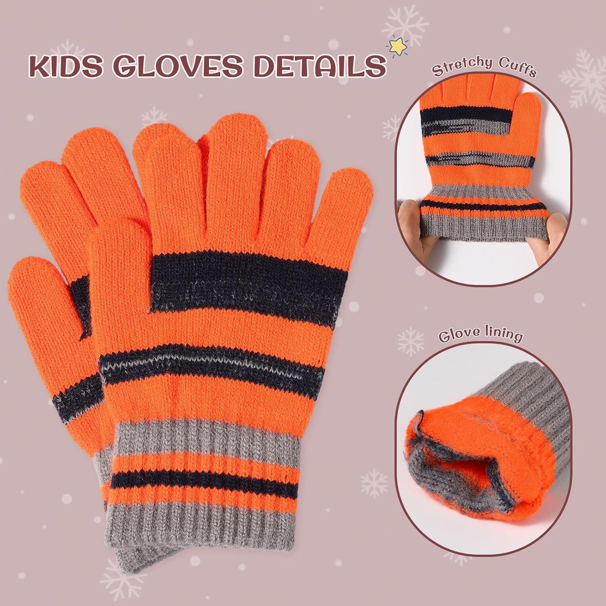 Kids Winter Hat Gloves Scarf Set: Girls Boys Beanie Fleece Lined Ages 6-10