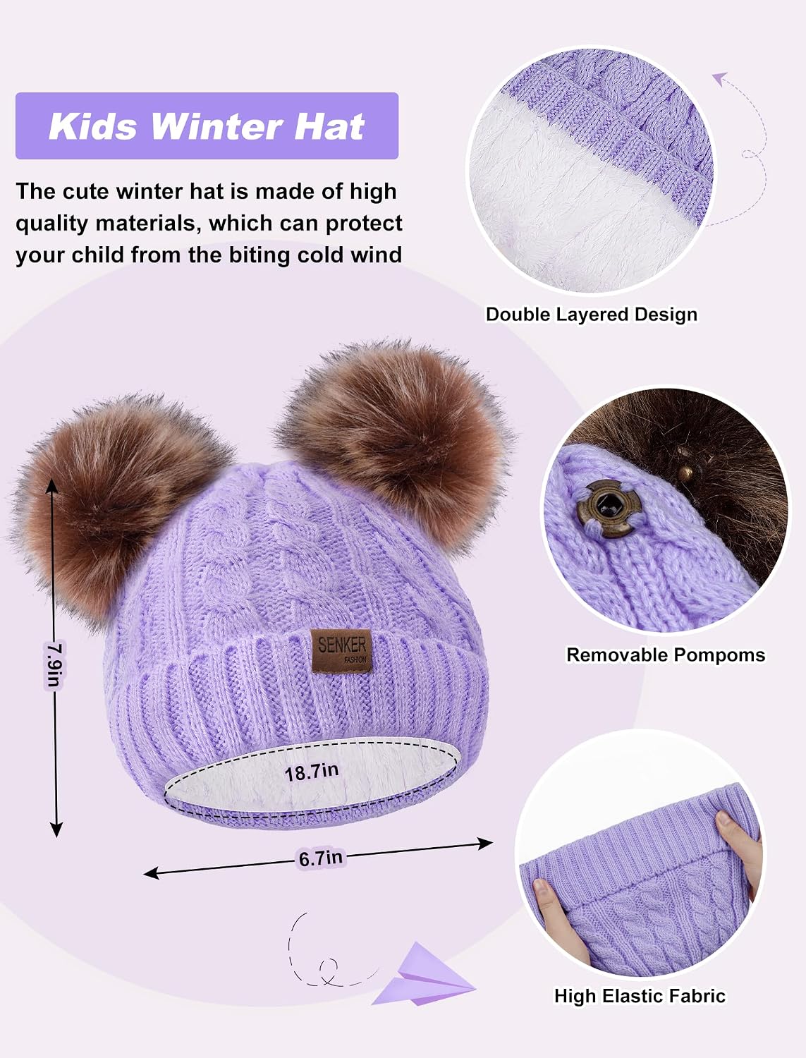 Kids Winter Beanie Hat Scarf Gloves Set for Girls Boys