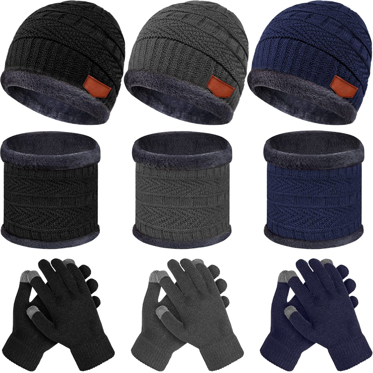 JaGely 9 Pcs Kids Hat Glove Scarf Sets