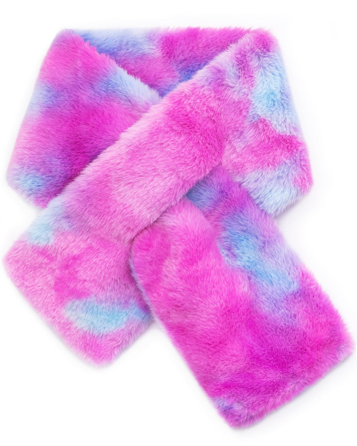 Plush Kids Fur Collar Scarf, Girls Boys Winter Rainbow Cute Scarves
