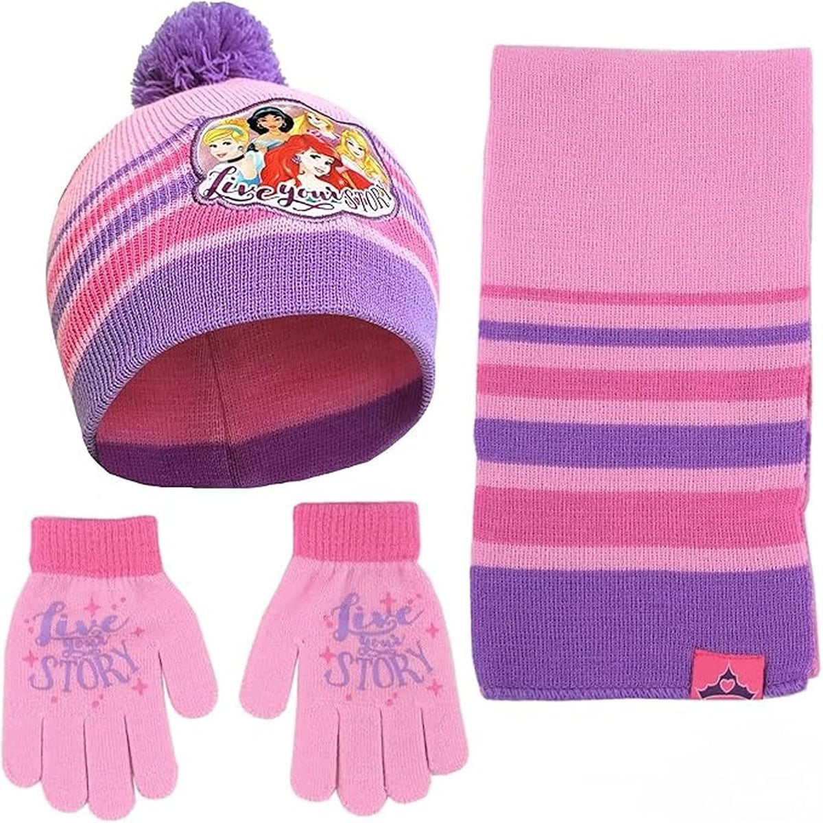 Disney Girls Toddler Winter Hat and Mittens Set Ages 2-4 Or Minnie Mouse Hat and Kids Gloves Set for Ages 4-7