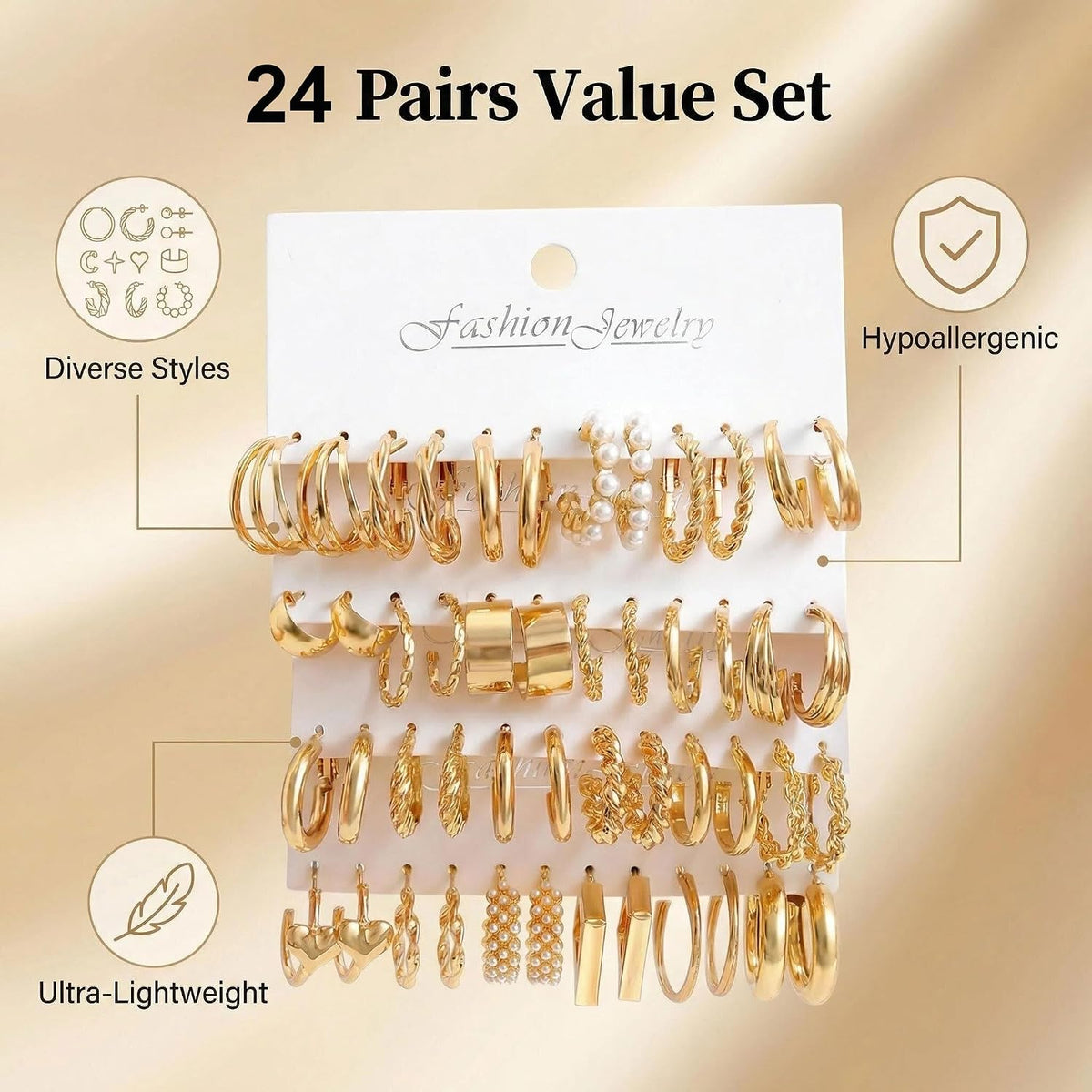 Hoop Earrings Set for Women Earring Studs Chunky Jewelry Set