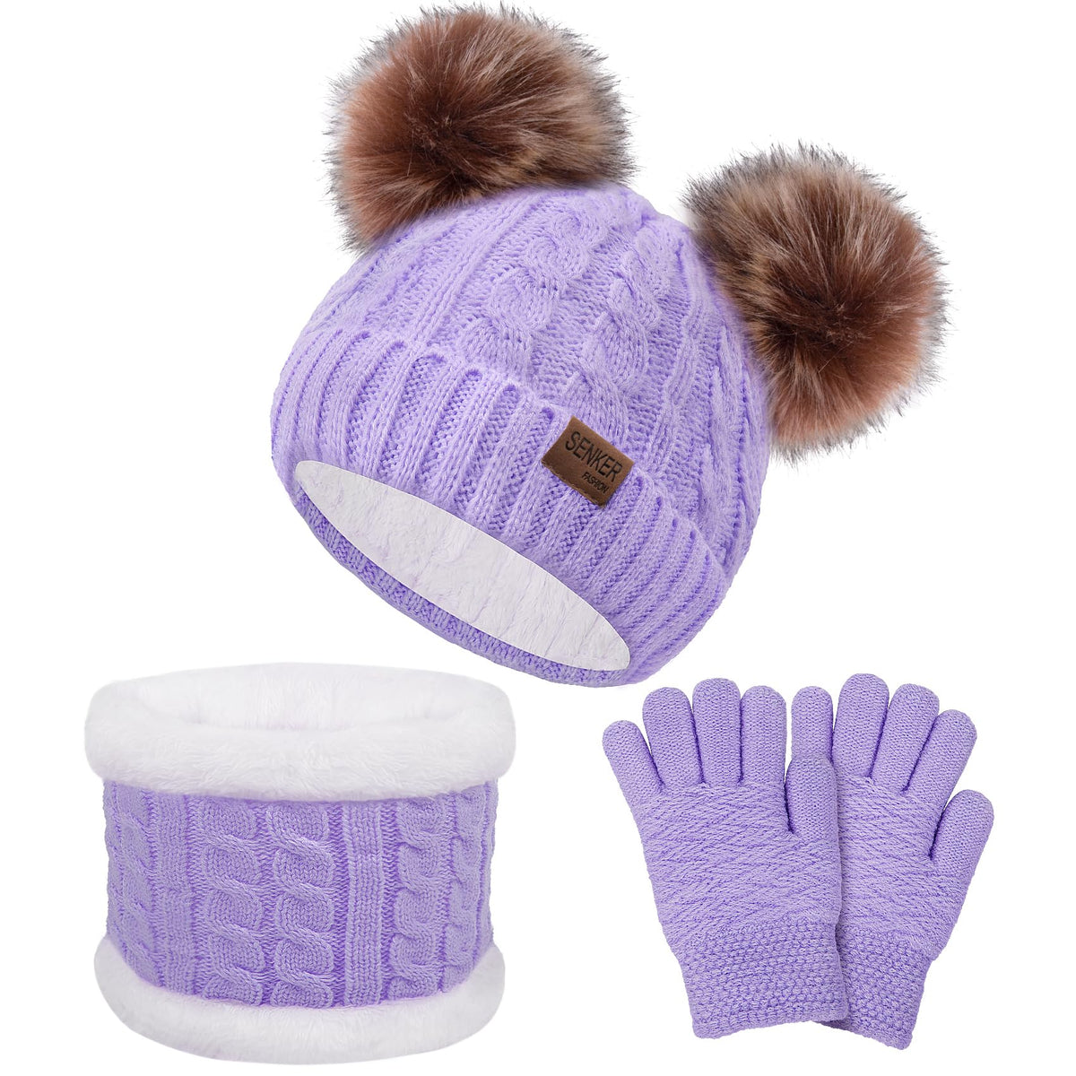 Kids Winter Beanie Hat Scarf Gloves Set for Girls Boys