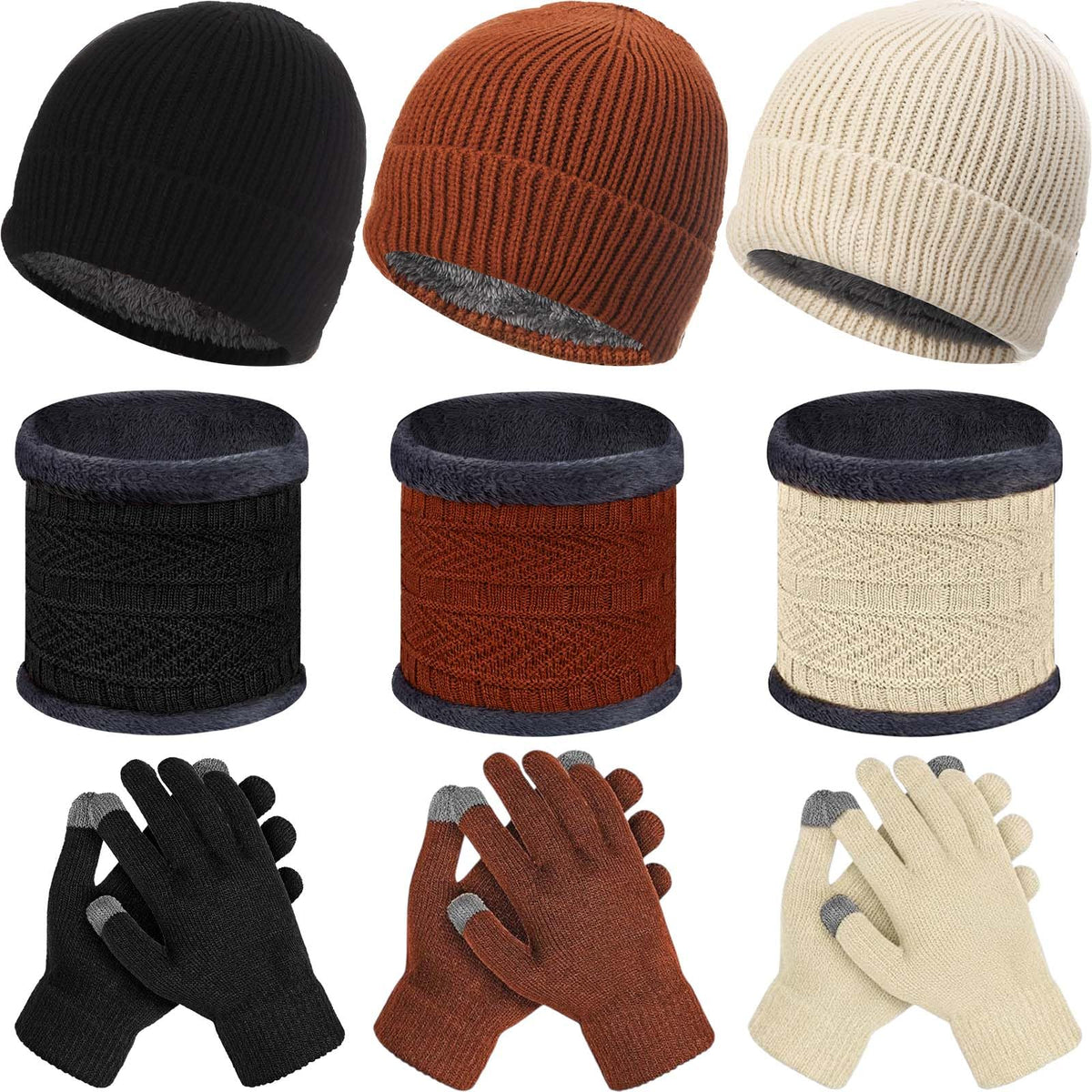 JaGely 9 Pcs Kids Hat Glove Scarf Sets