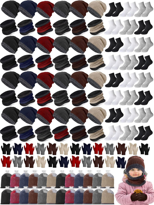 Kids Winter Hat Glove Scarf Sock Sets Winter Warm Gifts