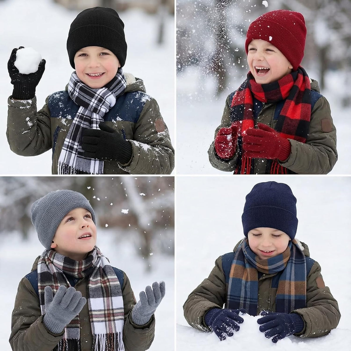 JaGely Kids Winter Hat Scarf Gloves Set