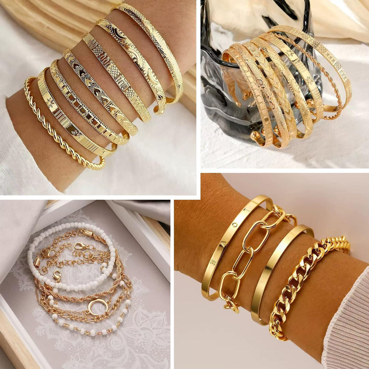 92 Pcs Gold Jewelry Set for Women-Includes 9 Layered Necklaces,16 Bracelets,43 Hoop|Stud|Cuff Earrings & 22 Knuckle Rings |Fashion Jewelry Gift Set