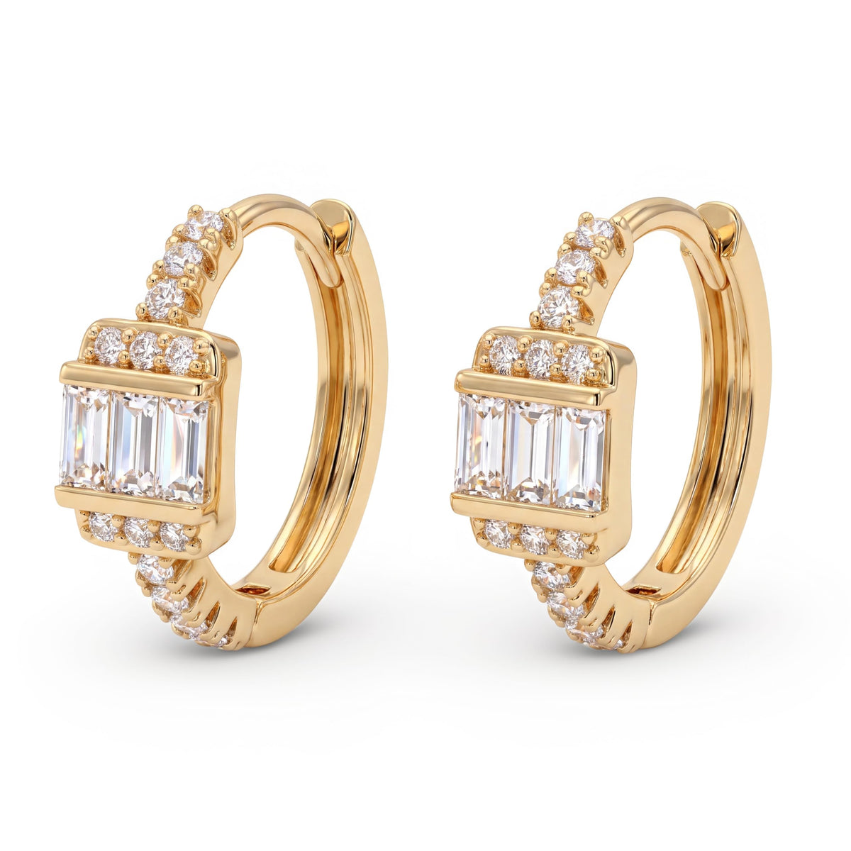 VACRONA Cubic Zirconia Huggie Earrings 14k Gold Plated Tiny Earrings Small Huggie Hoop Earrings Simple Lightweight Hoops Gift for Women