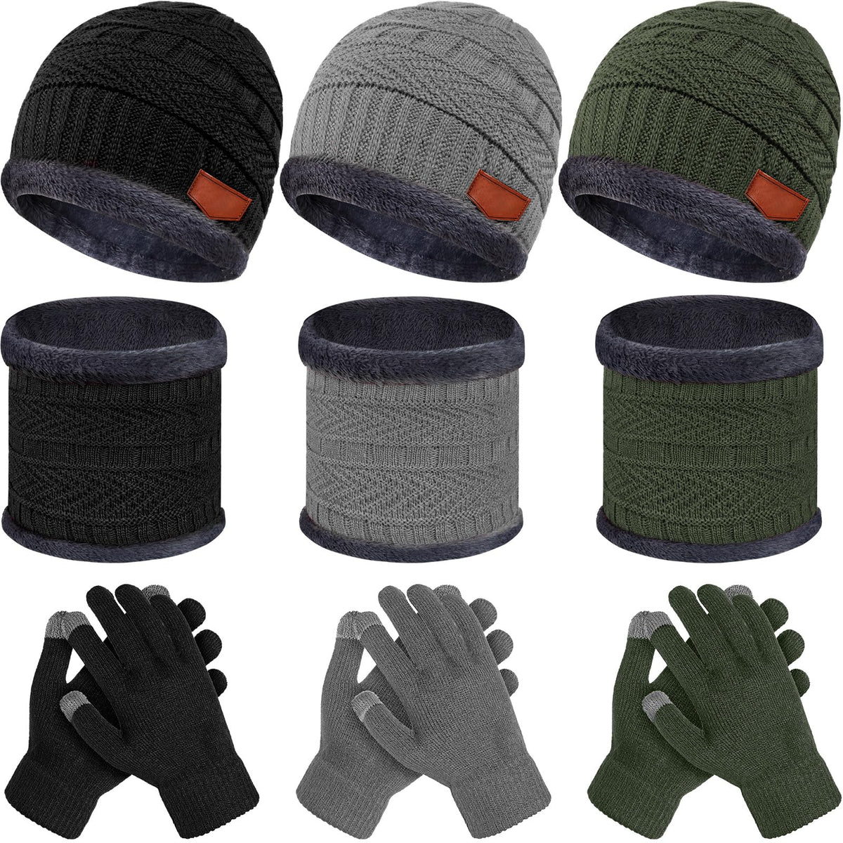 JaGely 9 Pcs Kids Hat Glove Scarf Sets