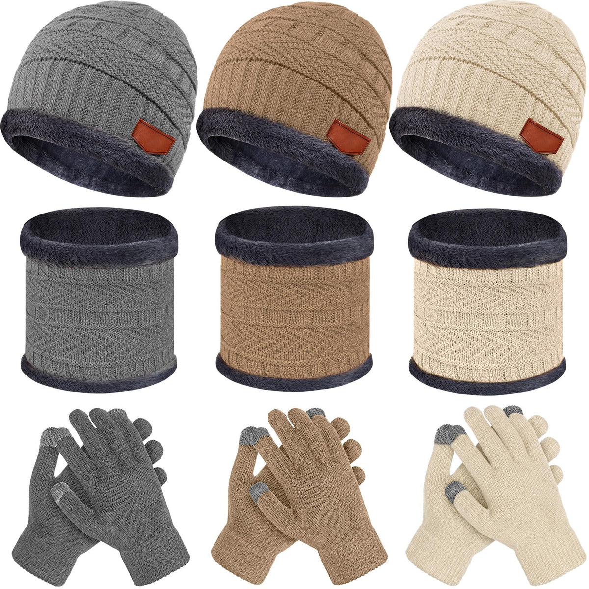 JaGely 9 Pcs Kids Hat Glove Scarf Sets
