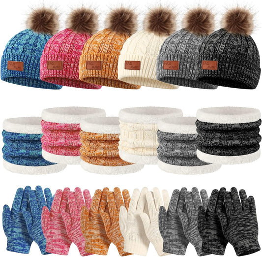 Liitrsh 18 Pcs Kids Winter Beanie Hat Scarf Gloves Set for Girls Boys