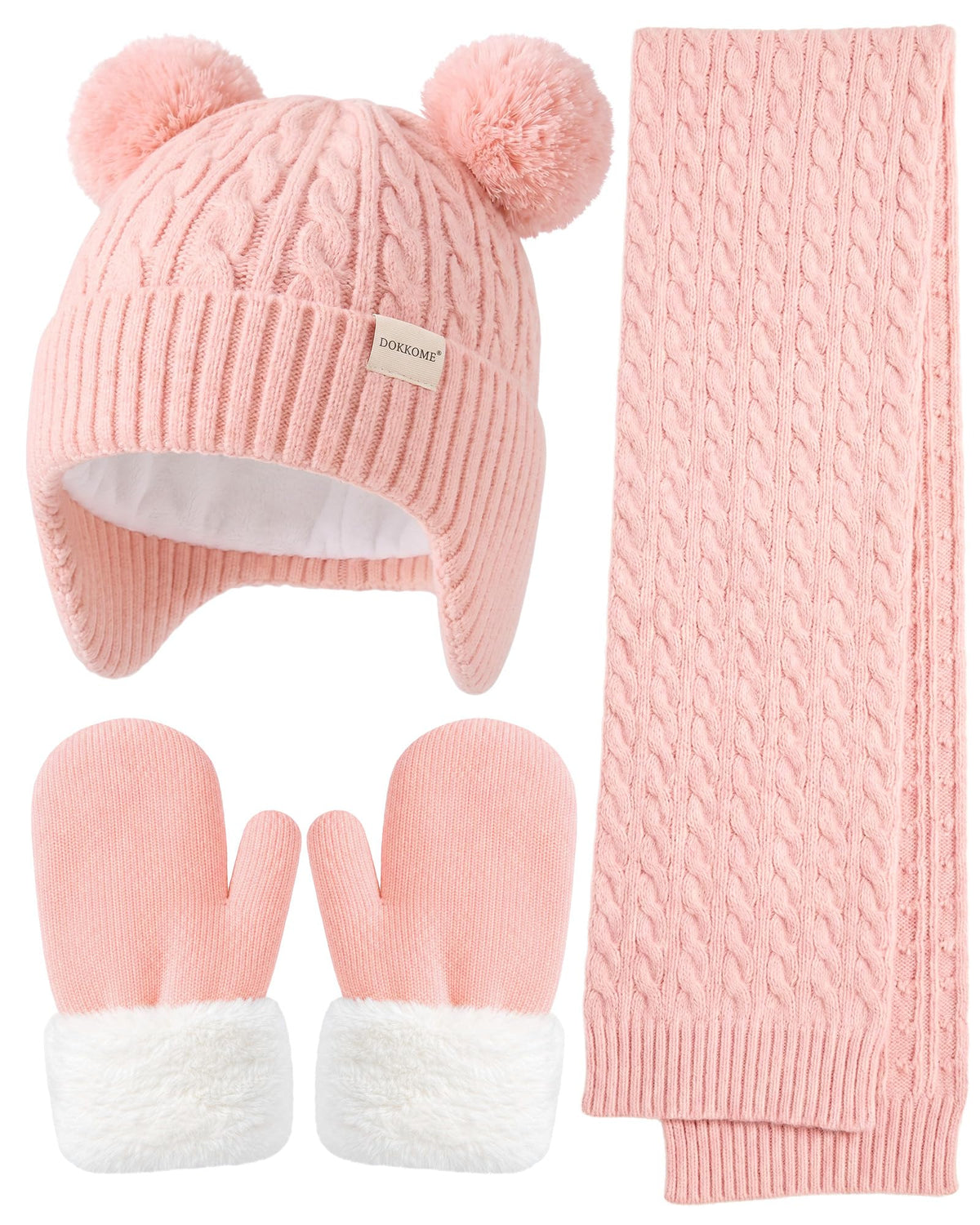 Baby Beanie Mittens Scarf Set Toddler Kids Winter Hat Gloves Neck Warmer Girls Boys with Fleece Lined Warm