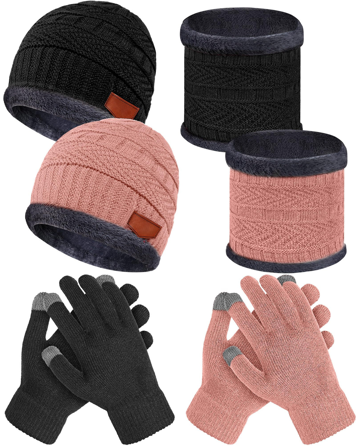 JenPen 6 Pcs Kids Winter Hat Scarf Touchscreen Gloves