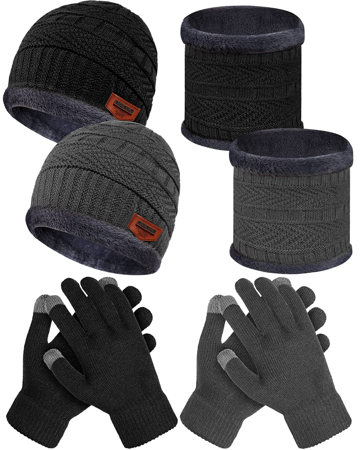 JenPen 6 Pcs Kids Winter Hat Scarf Touchscreen Gloves