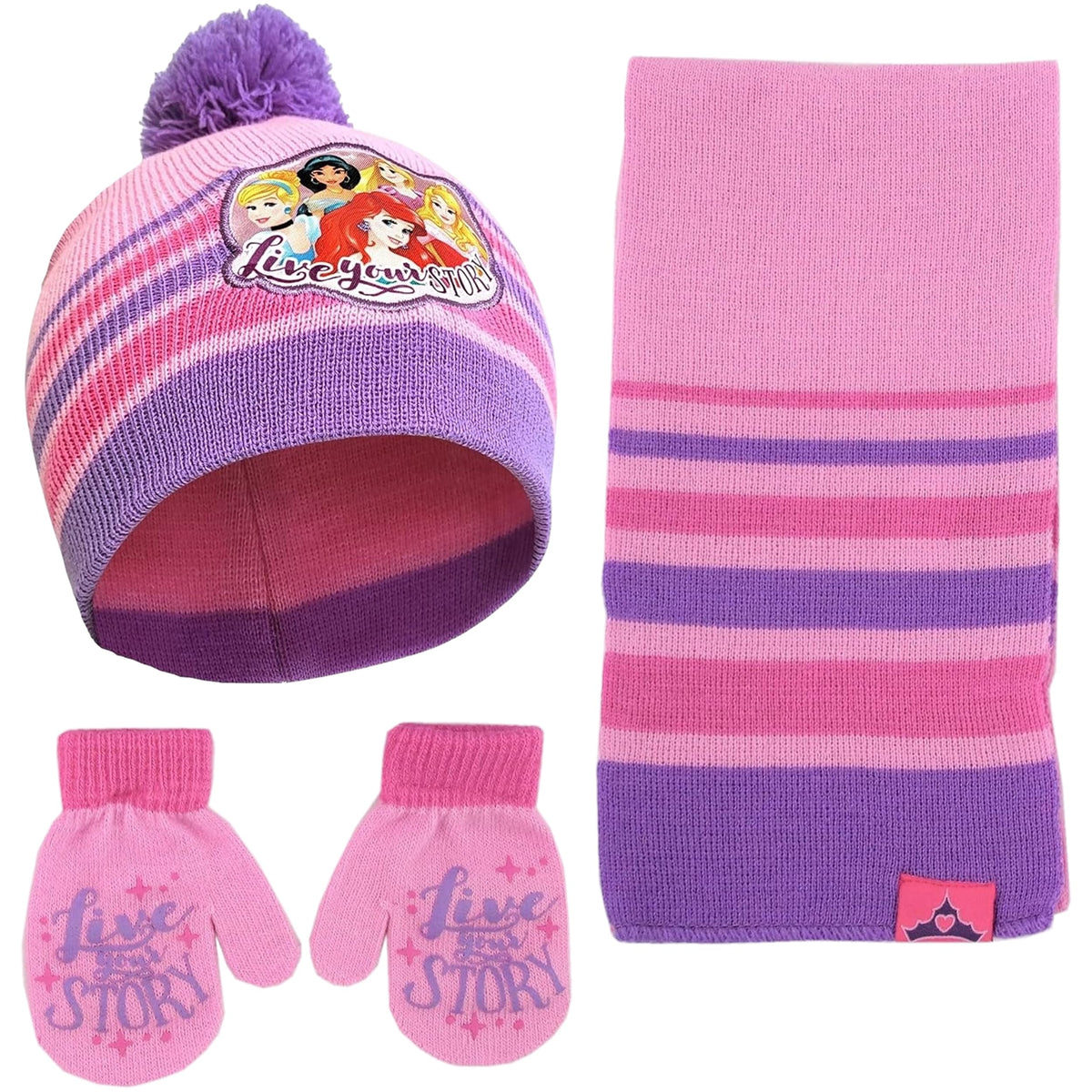 Disney Girls Toddler Winter Hat and Mittens Set Ages 2-4 Or Minnie Mouse Hat and Kids Gloves Set for Ages 4-7