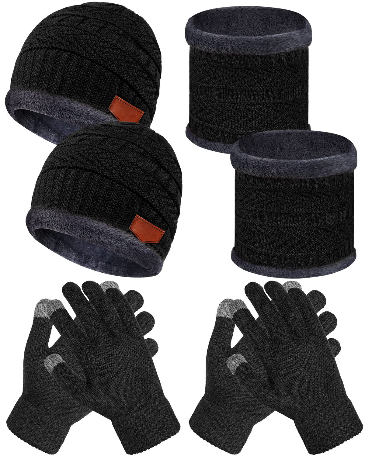 JenPen 6 Pcs Kids Winter Hat Scarf Touchscreen Gloves