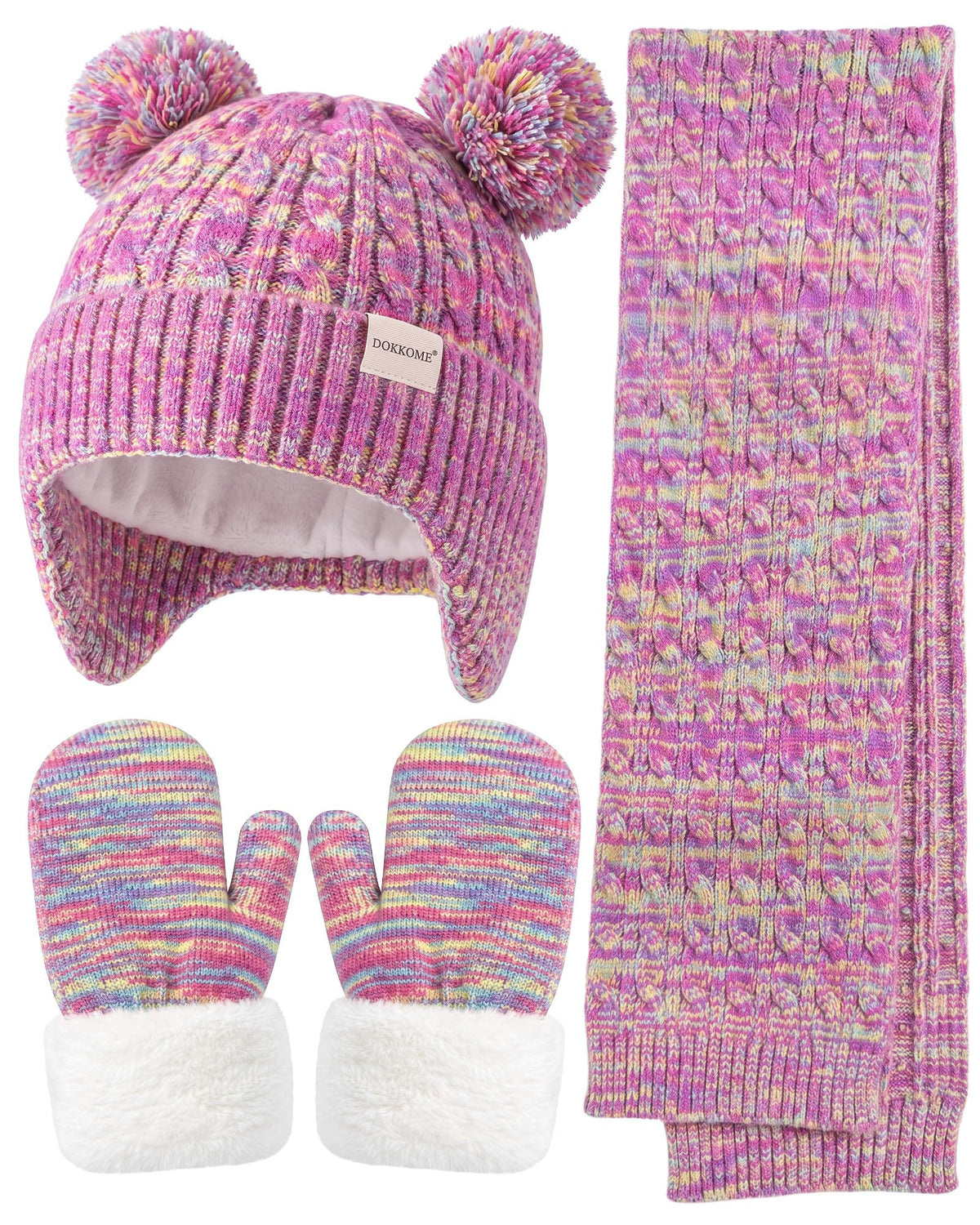 Baby Beanie Mittens Scarf Set Toddler Kids Winter Hat Gloves Neck Warmer Girls Boys with Fleece Lined Warm