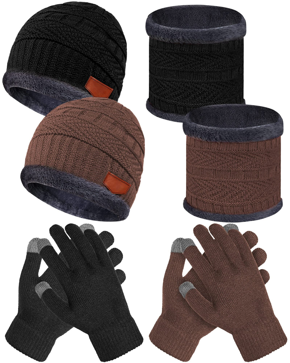 JenPen 6 Pcs Kids Winter Hat Scarf Touchscreen Gloves