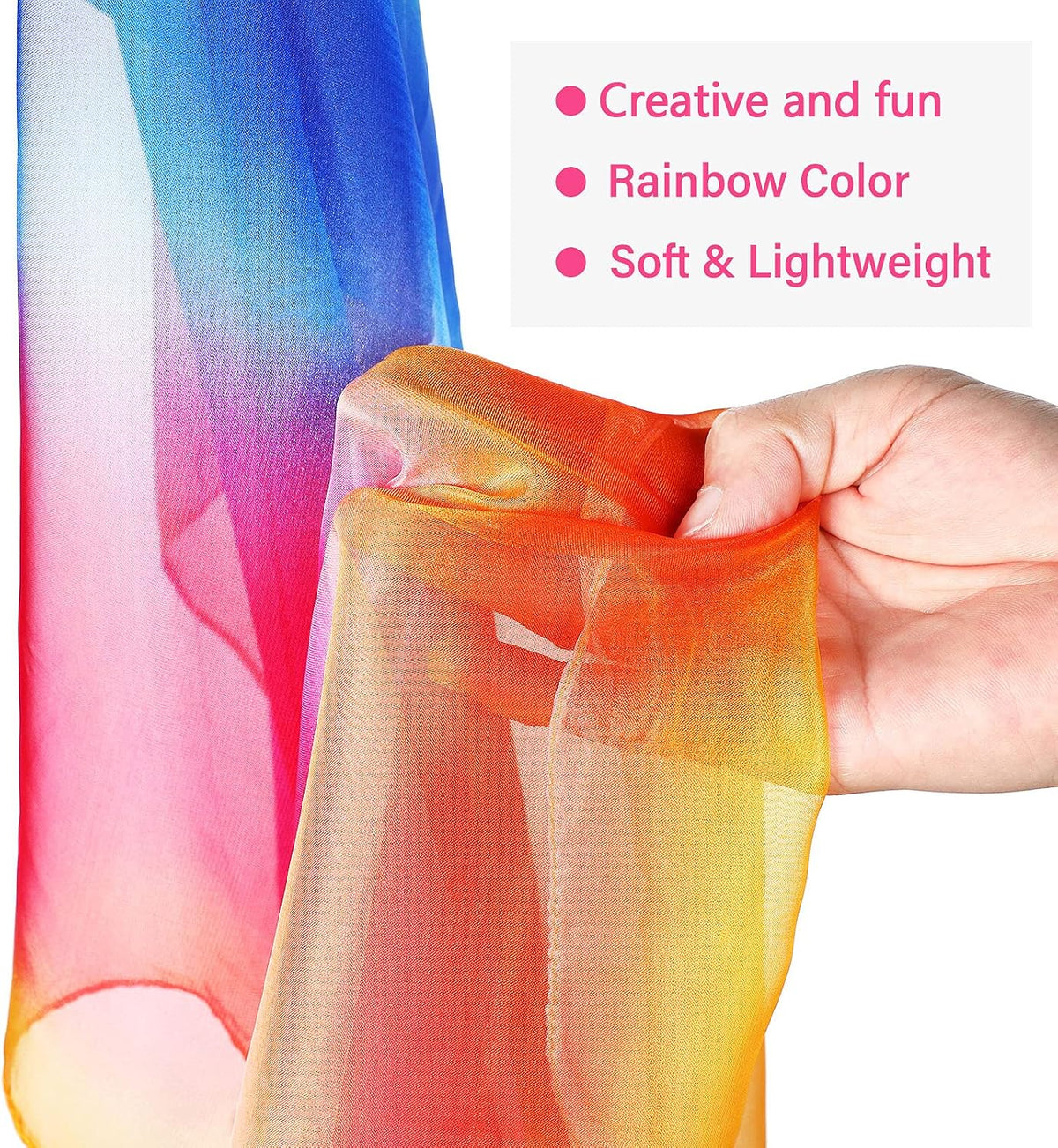 Geyoga 3 Pcs Square Play Scarf 27 Inch Rainbow Sweet Silks Dance Juggling Scarf for Kids Pretend Creative Play, Dress up and Childhood Fun