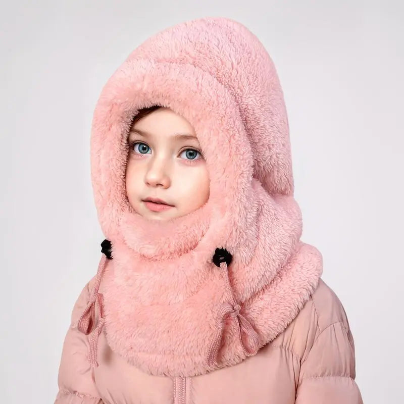 Kids' Thermal Knit Balaclava Hat with Detachable Hood, Soft Fleece Lined Windproof Neck Warmer for Winter Sports & Skiing (Ages 3-10), S (3-10Y)