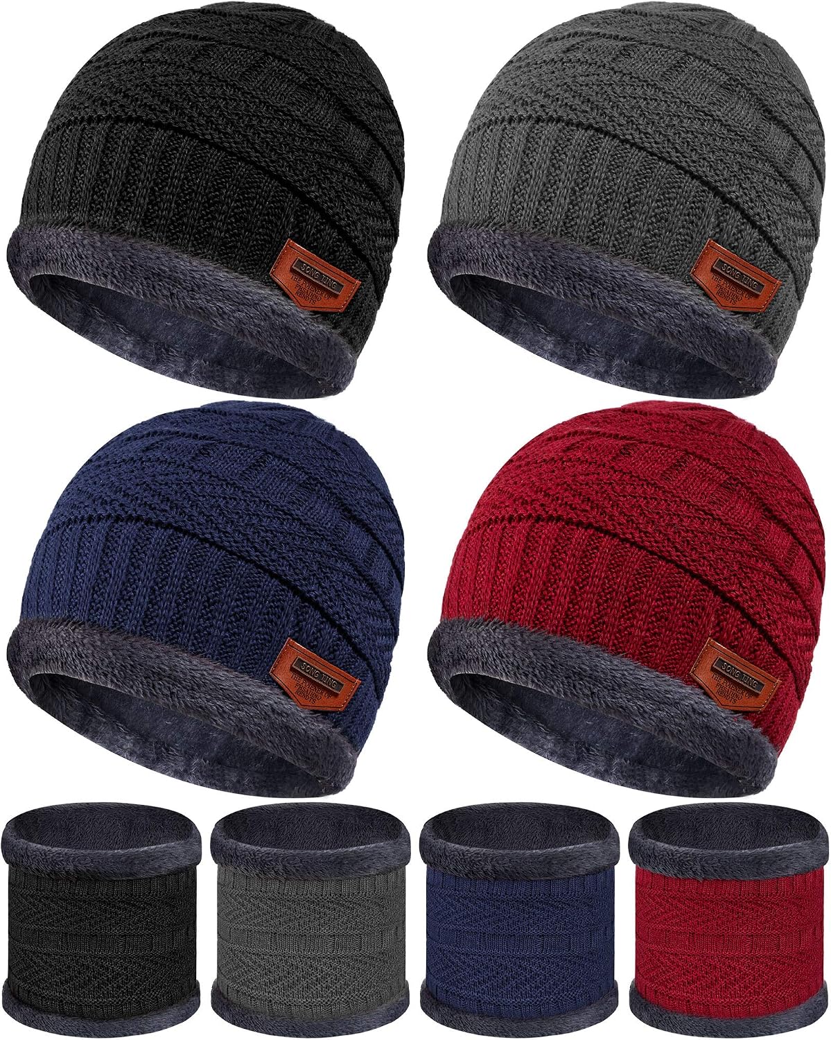 4 Sets Kids Winter Hat and Scarf Set