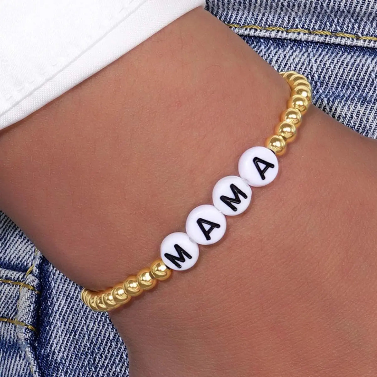 Letter Pattern Beaded Bracelet, Fashionable Jewelry for Women & Girls, Trendy All-match & Exquisite Jewelry for Birthday Gift, Matching Bracelet